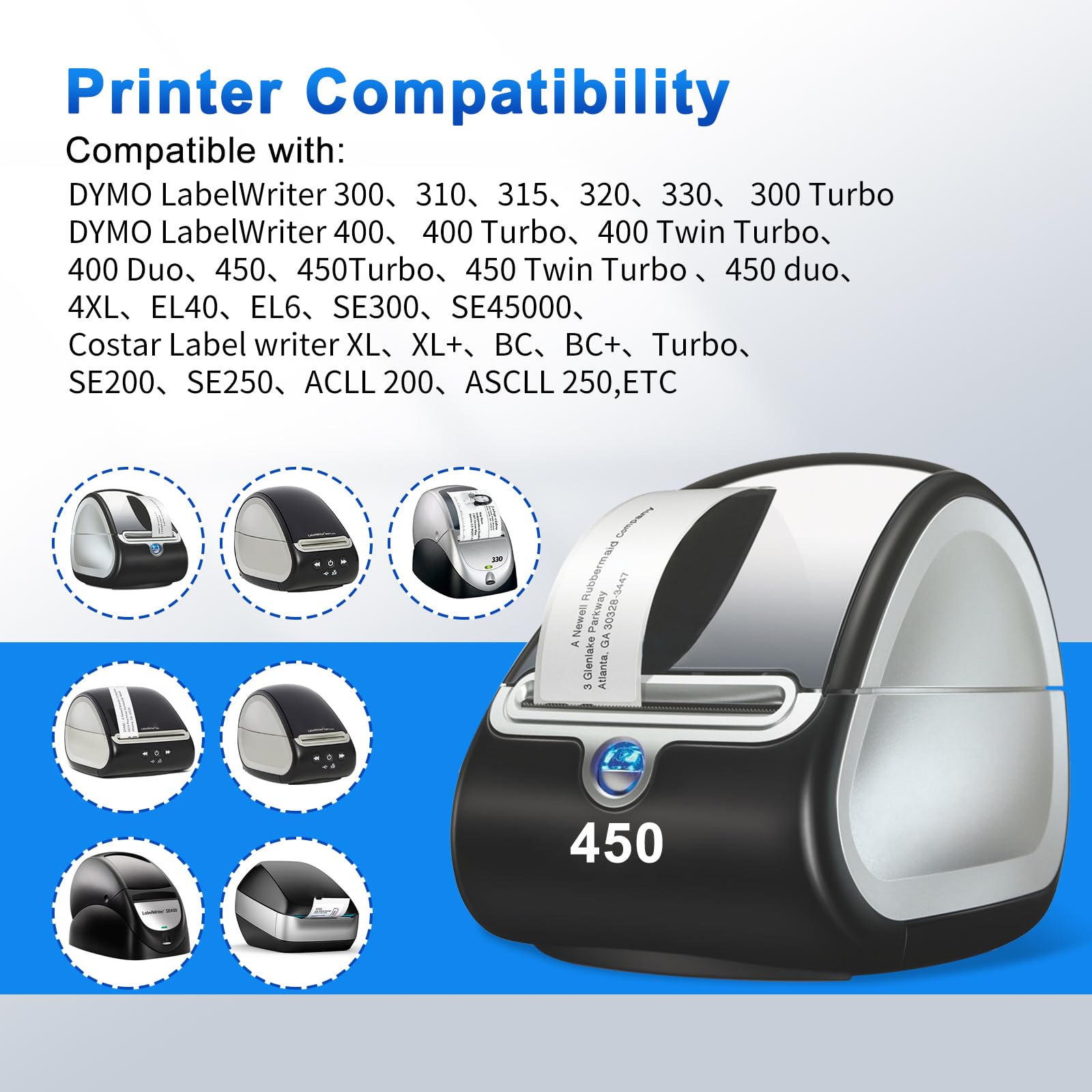 4 Rollen 11354 Große Adressetiketten, 32 mm x 57 mm für DYMO Etikettenrollen S0722540 mit je 1000 Etiketten kompatibel mit DYMO Labelwriter 550 5XL Labelwriter 450 4XL