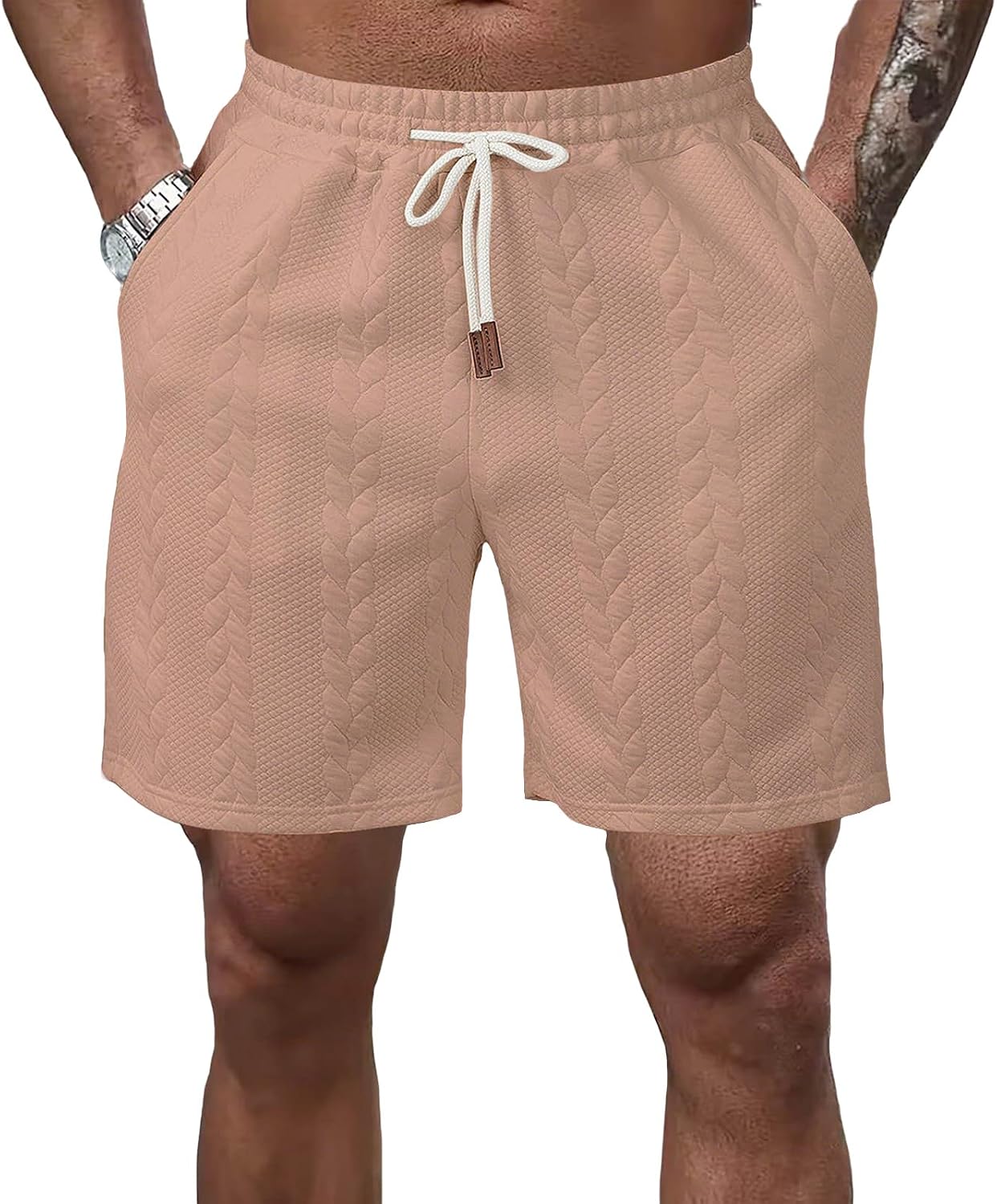 Ymosrh Men's Summer Shorts Stretch Athletic Workout Beach Vacation Shorts with Pockets S-2XL