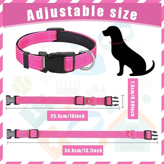 6 Collares Reflectantes para Perro de Nailon Acolchados con Hebilla miniatura 2