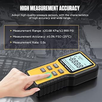 Pressure Gauge ±20.68 KPa Digital Monometer Gas Pressure Tester 12 Choice Dual Port Differential Pressure Gauge Digital HVAC Manometer Gauge Backlit Professional Air Pressure Gauge Tool