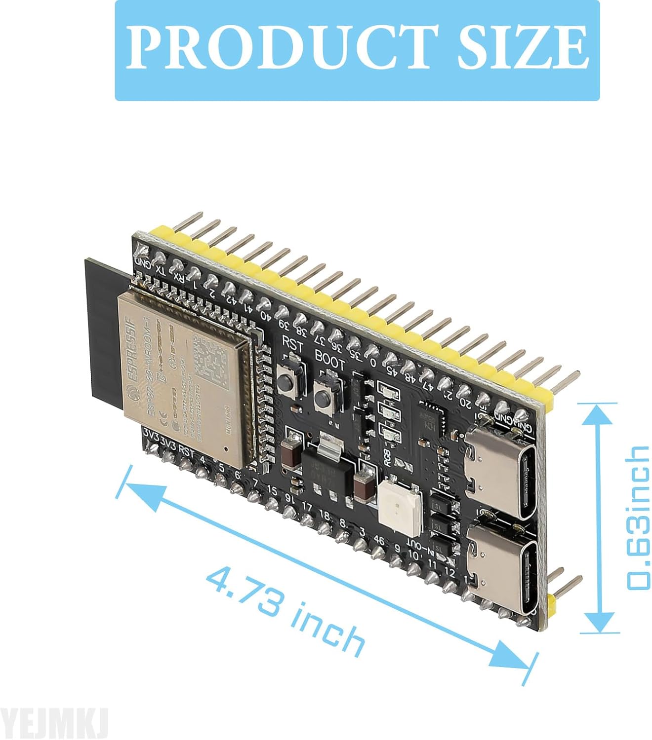 5pcs ESP32 S3 Development Board ESP32-S3-DevKitC-1-N16R8 WiFi and Bluetooth MCU Module Dual Type-C ESP32-S3-WROOM-1 Core Microcontroller Processor Integrated Wi-Fi and BLE Functions