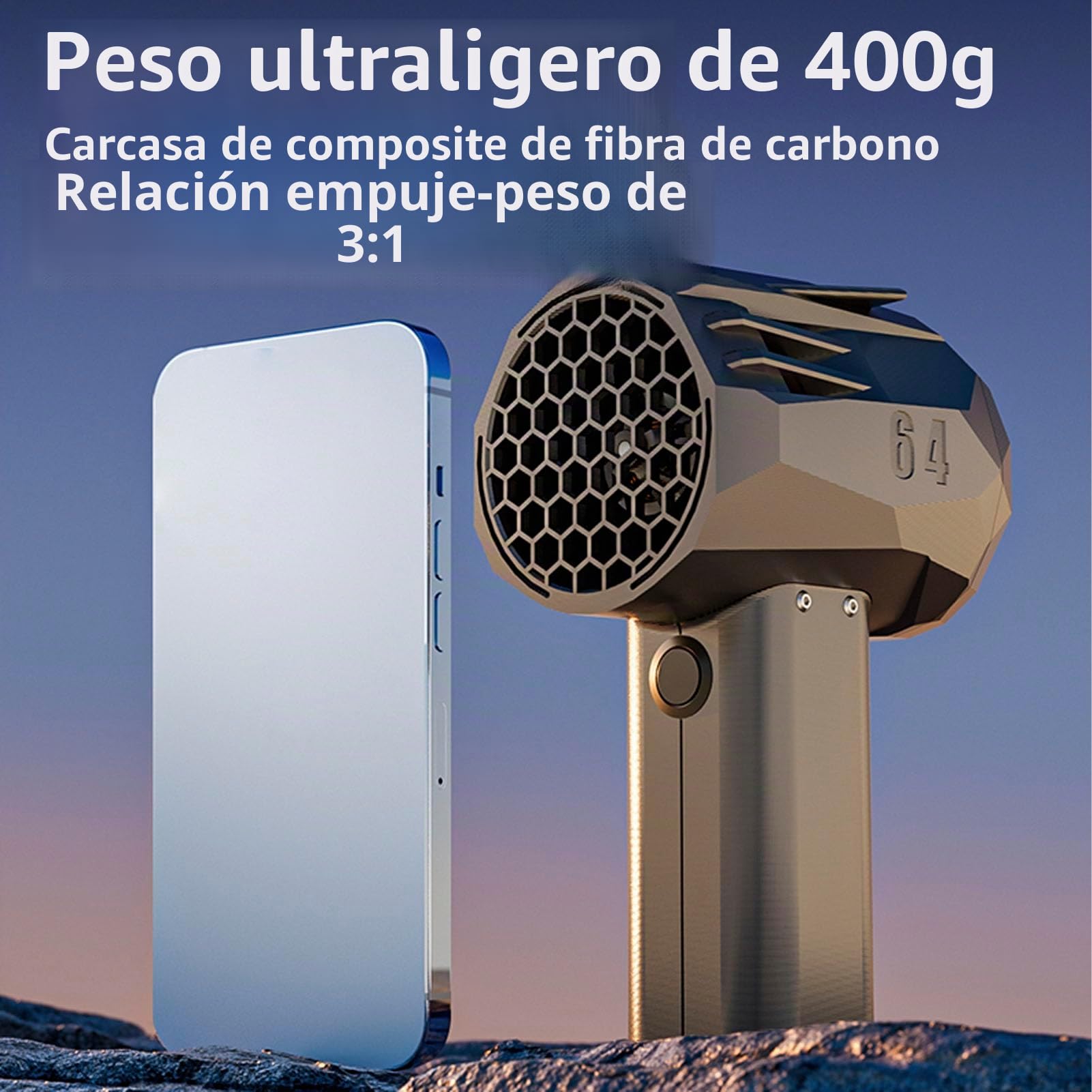 Jet Fan Dry Soplador de velocidad de 240 km/h, potente ventilador, 1400 g de empuje, motor sin escobillas de 64 mm, soplador de nieve portátil para viajes