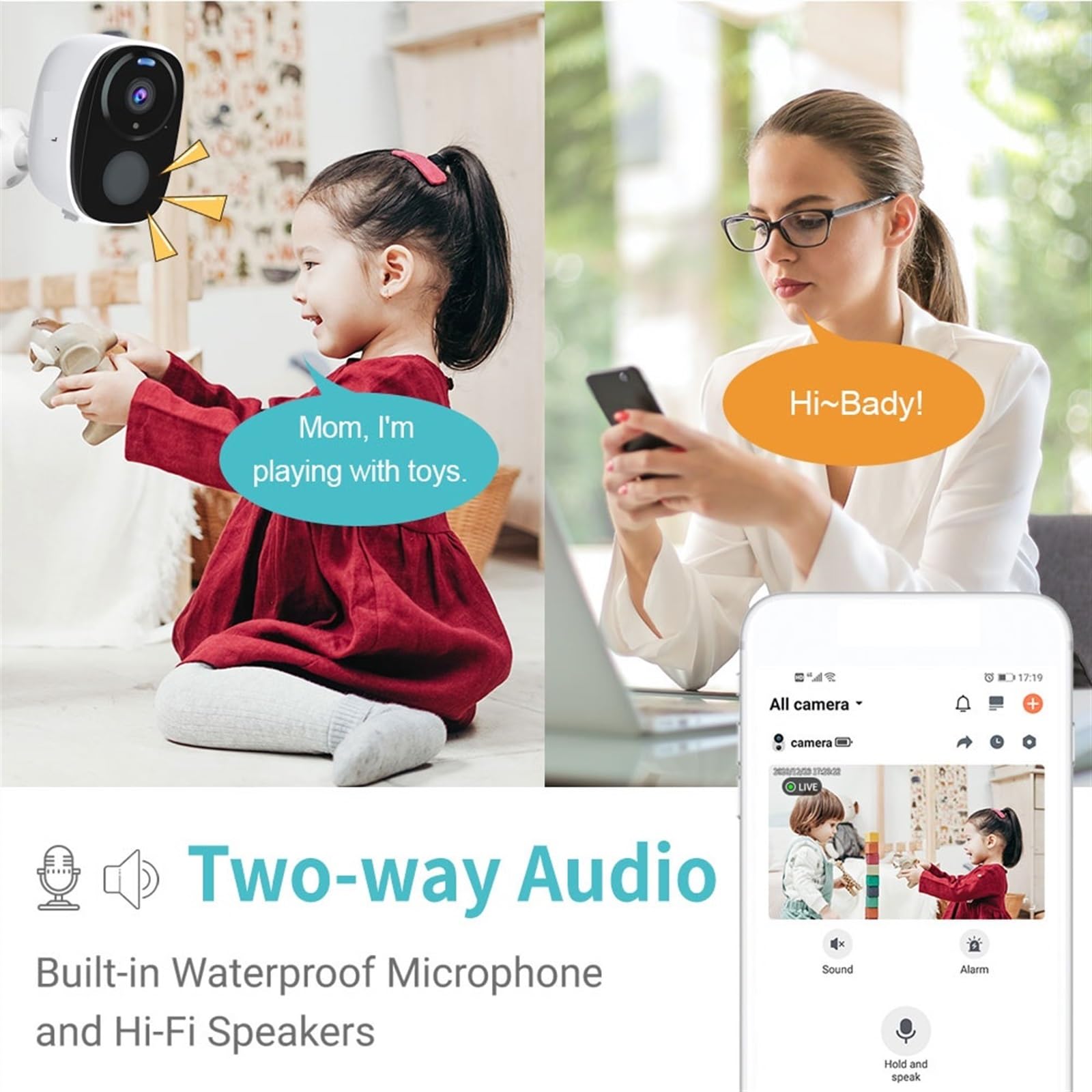 Telecamera Wifi Esterno, Telecamera di sicurezza solare UHD 2K 2.4 Rilevazione PIR esterna Faretto audio a 2 vie Telecamera con batteria ricaricabile for interni ,Sicurezza, Antifurto(Solar Cam Add 64