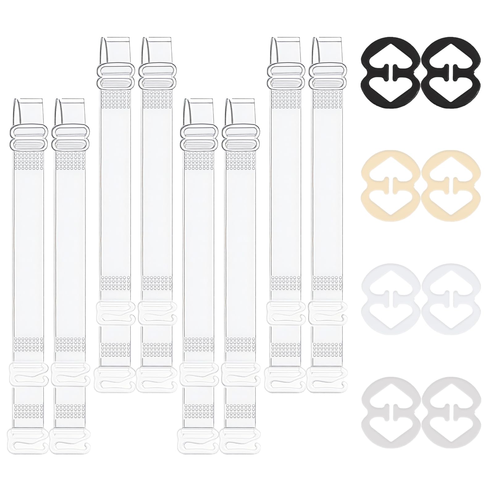 8 Stück Durchsichtige BH TräGer und 8 Stück BH-Träger Clips,Verstellbare Unsichtbare Ersatz BH Schultergurt,Hochelastische rutschfeste BH-Zubehör,BH-Strap und Trägerclips für Damen
