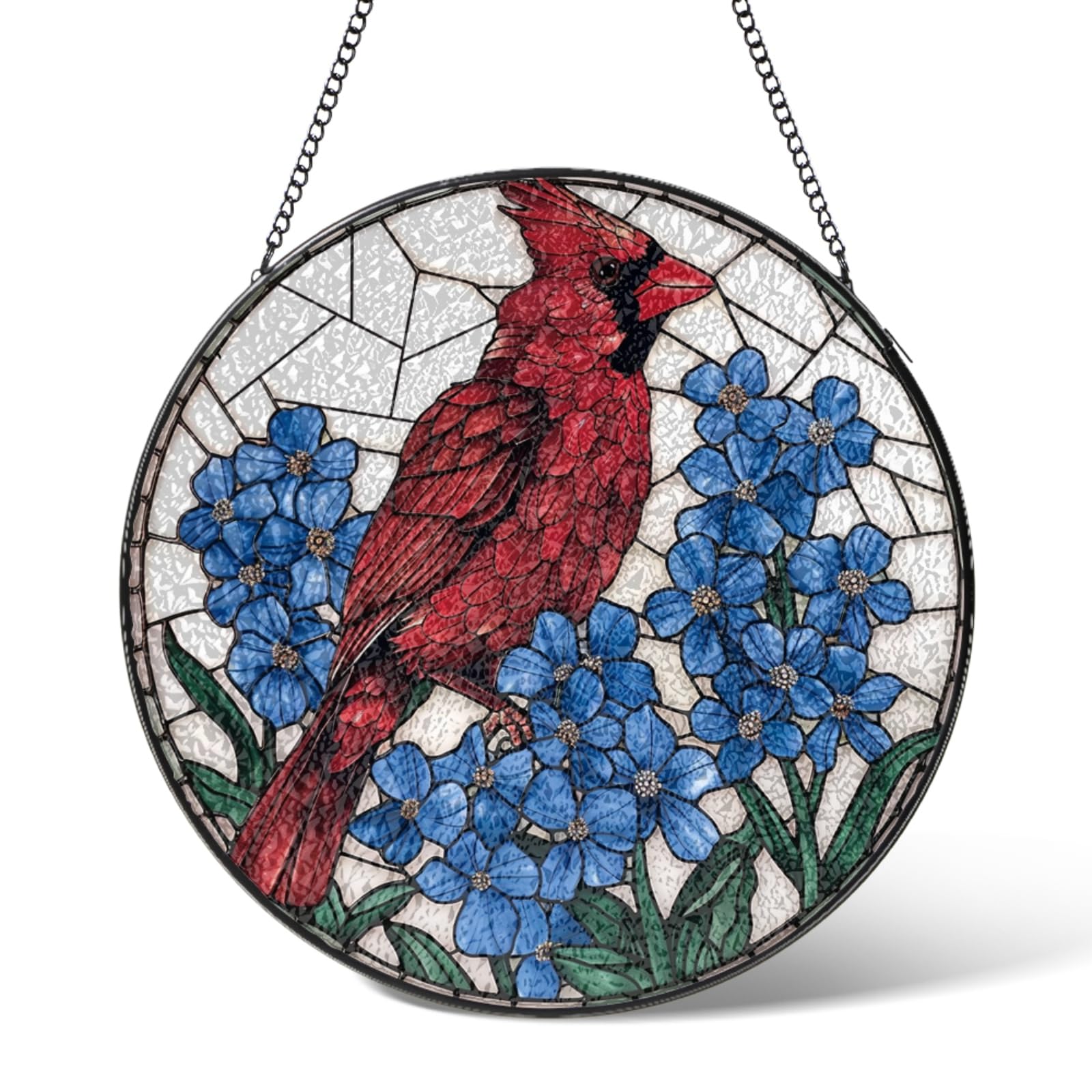 Red Bird Sun Catcher Stained Glass Window Hanging Indoor Home Decor,Cardinals Birds Suncatcher Diamond Glass Panel Decorations Birthday Gift,Sunlight Catchers Ornaments Gifts for Grandma Mom 5.9 IN