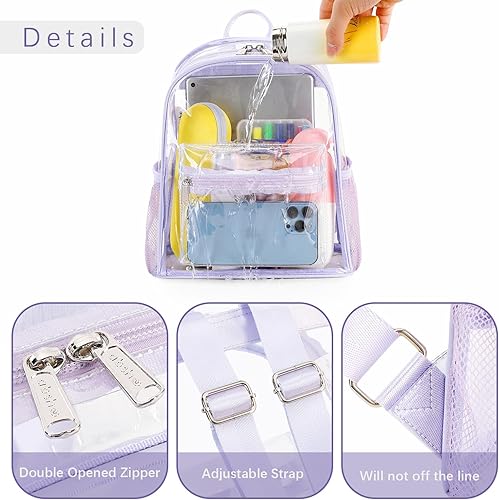 Miniatura 4 de abshoo Mini mochila transparente aprobada para estadios 12x12x6 bolsa transparente mochilas pequeñas, Púrpura, Pequeño, Casual