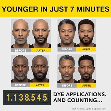 Reusable Hair & Beard Dye for Black Men Jet Black 1.7 | Up to 5 Uses, 7 Minutes | Natural Gray Coverage, No-Drip Cream with SkinArmour Cleverman