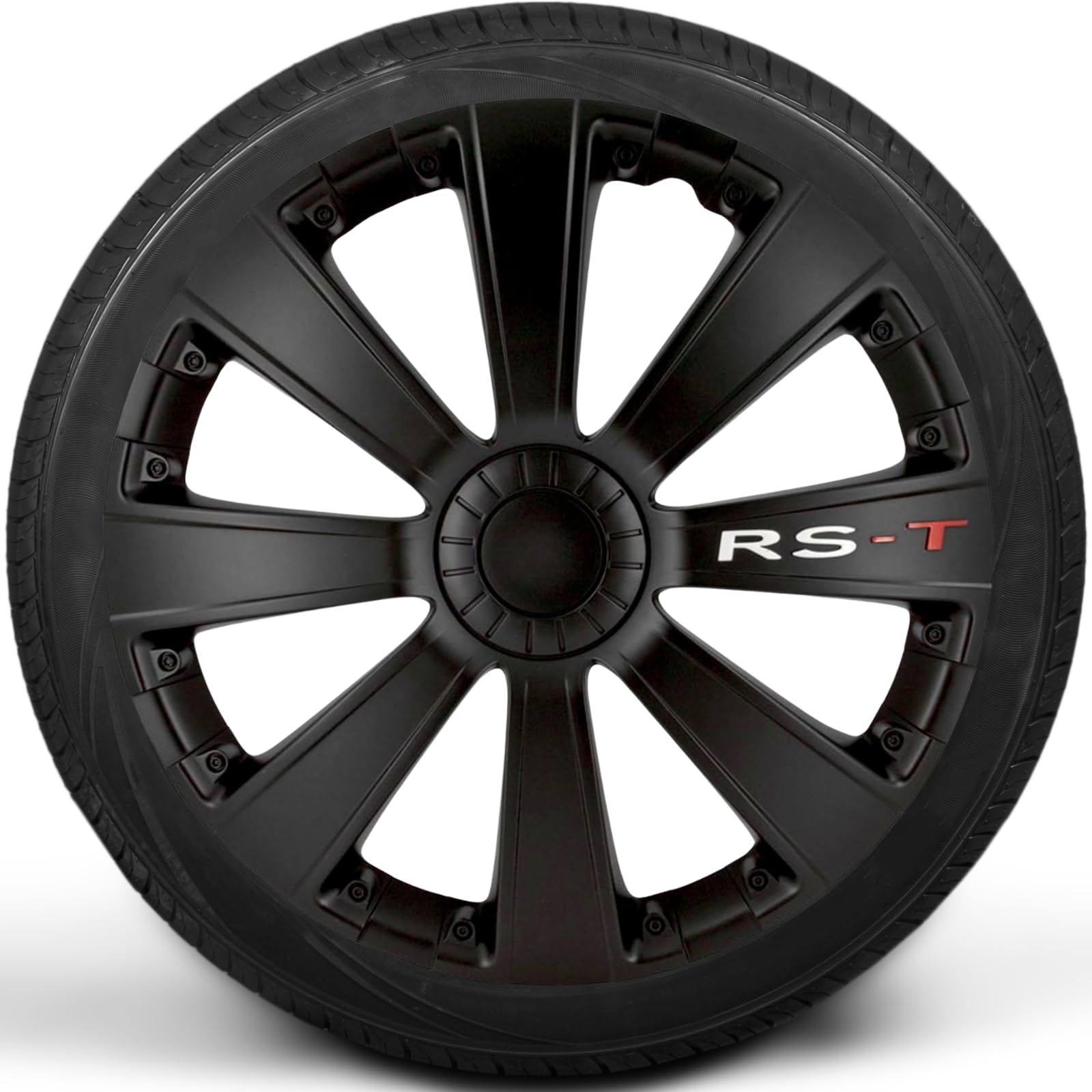 Copricerchi di alta qualità, 14 pollici, colore nero opaco, con scritta, set di 4 copricerchi per cerchioni in acciaio, copricerchi per una protezione ottimale dei cerchioni