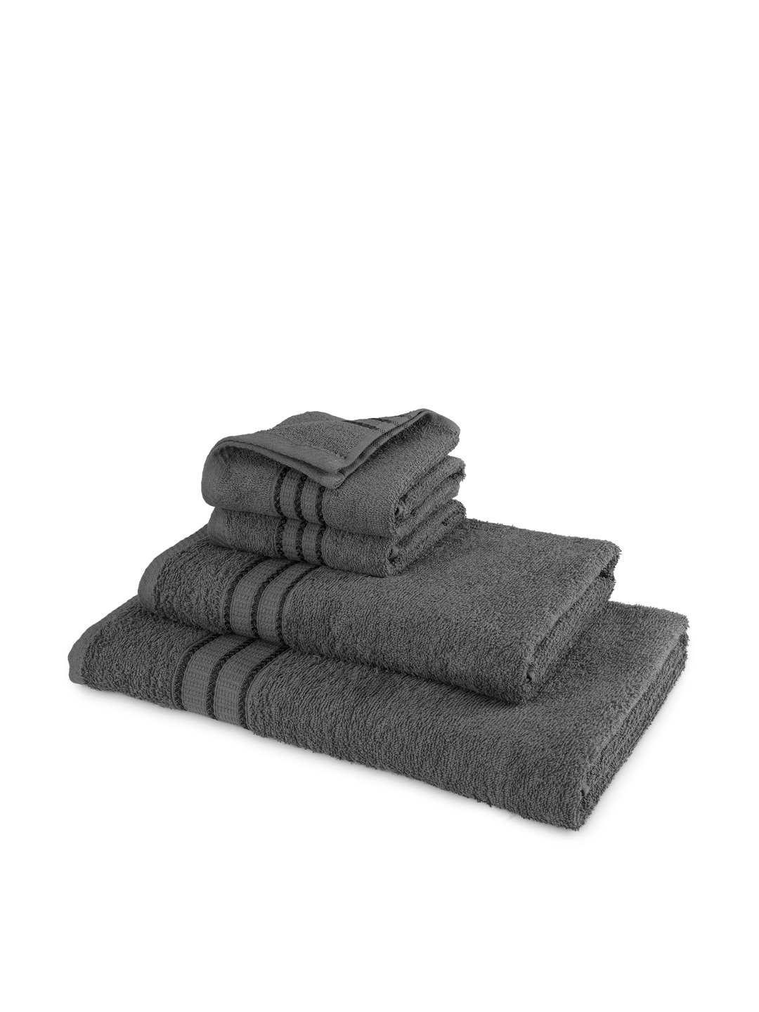 Portico New York Sparkle Cotton 1 Bath Towel, 1 Medium Towel, 2 Hand Towel Set, 450 GSM Grey