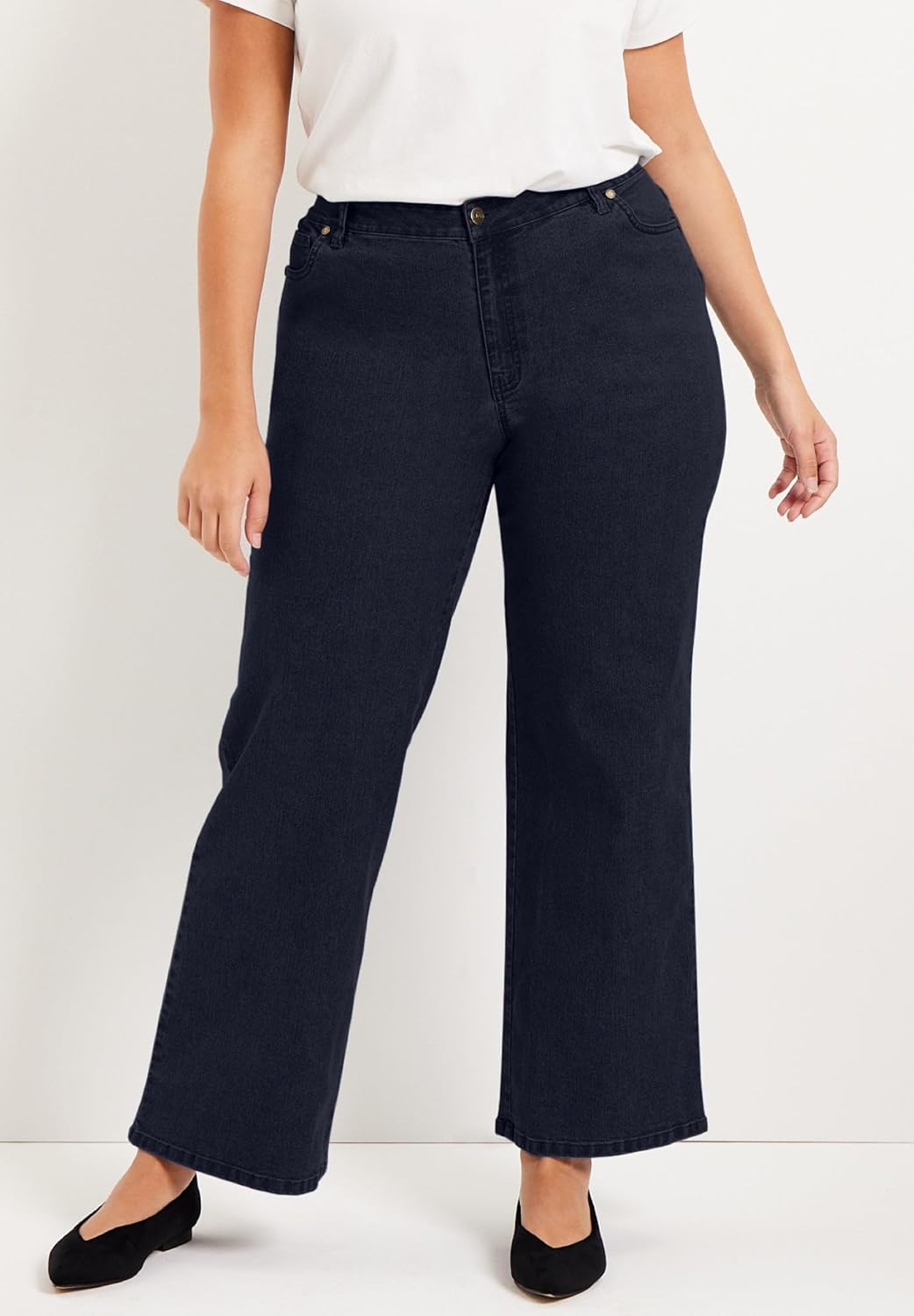 Women's Plus Size Curvie Fit Wide-Leg Jeans