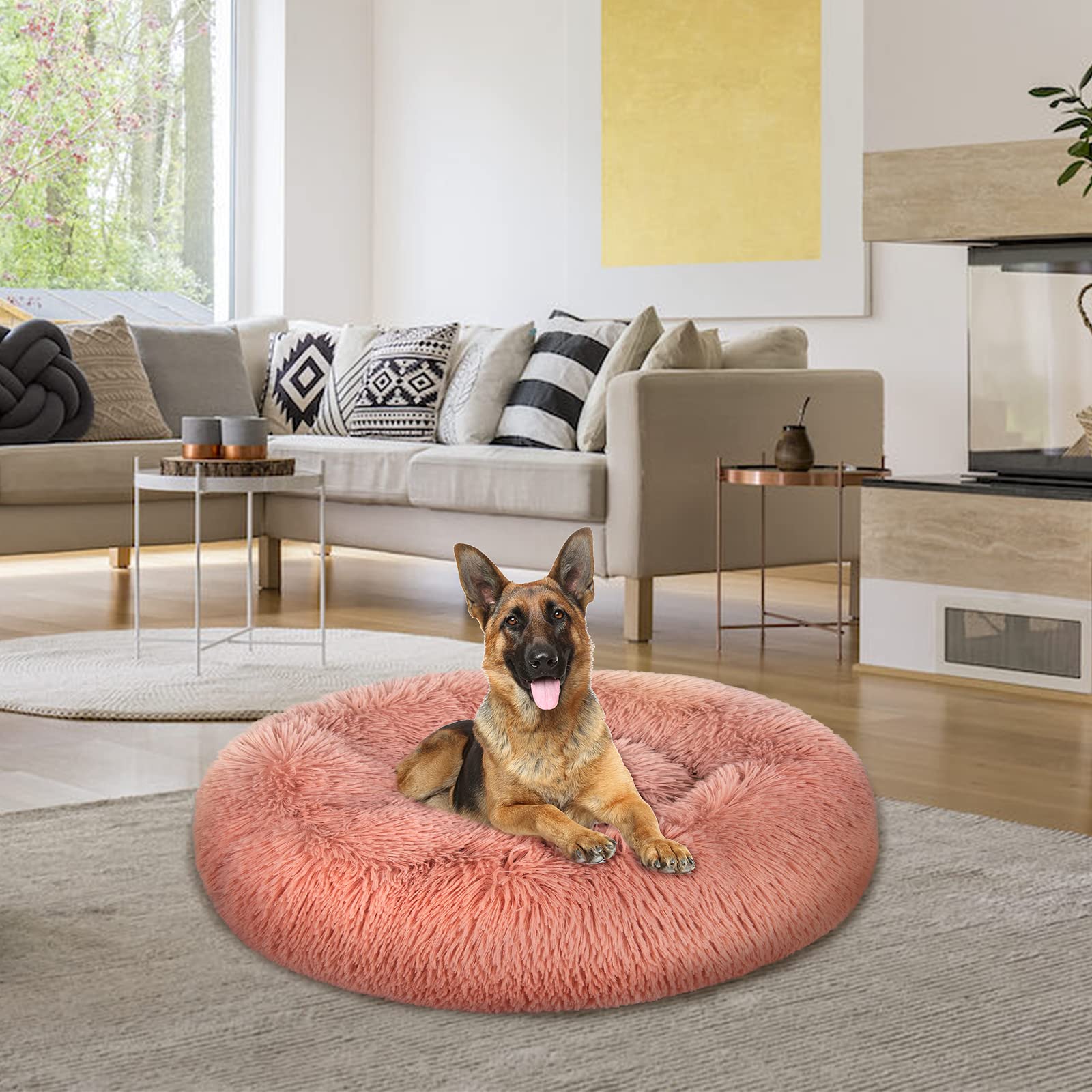 Donut Hundebett Groß 80 Cm Waschbar | Orthpädisch & Beruhigend Mit Rutschfester Unterseite | Für Hunde & Katzen