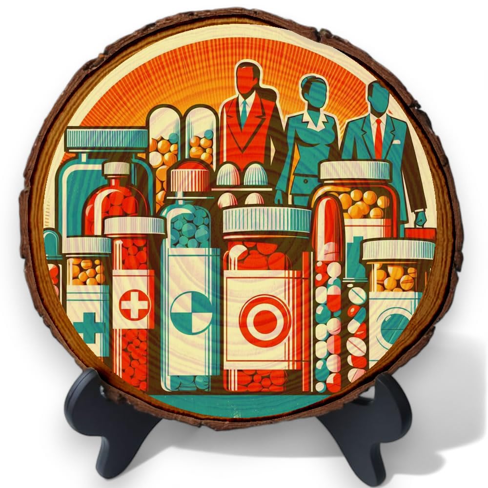 Pharmacist Gift Idea, Pharmacy Desk or Wall Decor, Pill Bottles Pharma Artwork On A Wood Slice for Pharmacy Office Decoration, Gift Idea for A Pharmacist or Pharmacy Student Graduation Souvenir Gift