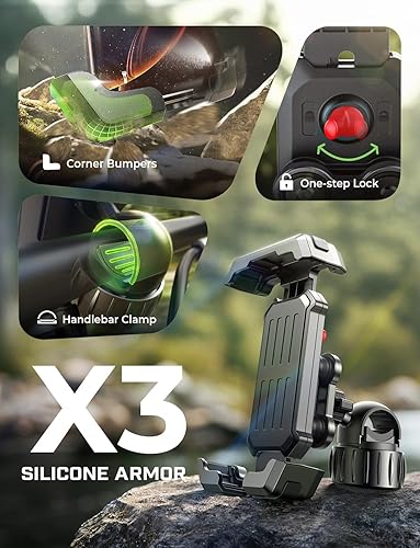 Miniatura 5 de LISEN Soporte para teléfono de bicicleta, antivibración Soporte de teléfono para motocicleta, soporte para teléfono de bicicleta, soporte para