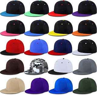 Classic Snapback Hat Cap Hip Hop Style Hat for Youth Men Baseball Cap Flat Brim Blank Solid Color Adjustable Size