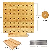 Vista 6 de Iswabard Alfombrillas de Bloqueo de 13 x 13 Pulgadas Tabla de Bloqueo para Tejer a Crochet con 15 Varillas de Acero Inoxidable Tabla de Bloqueo