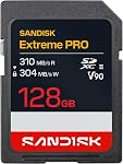 SanDisk 128GB Extreme PRO SDXC UHS-II Carte mémoire - Jusqu'à 300MB/s Vitesses de lecture et d'écriture, V90, 8K, 4K UHD, SD Carte - SDSDXDM-128G-GN4IN | Jusqu'à 300MB par S lire et écrire C10/u3, Captures 8k/4k vidéo, modèle Sdsdxdm-128g-Gn4in