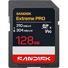 SANDISK 128GB Extreme PRO SD UHS-II V90 Memory Card - Up to 310MB/s Read speeds, up to 304MB/s Write speeds, 8K, IP68 Water and dust Resistant - SDSDXDE-128G-GN4IN