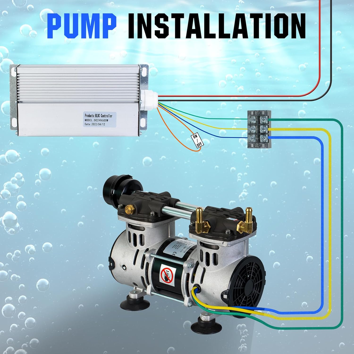 DC HOUSE 5.76CFM Solar Pond Aerator, 300W Pond & Lake Aerator with 2pcs 30Ah Lithium Battery, 100' Weighted Tubing, with Faster Sinking Diffusers, with 4pcs 100W Solar Panels