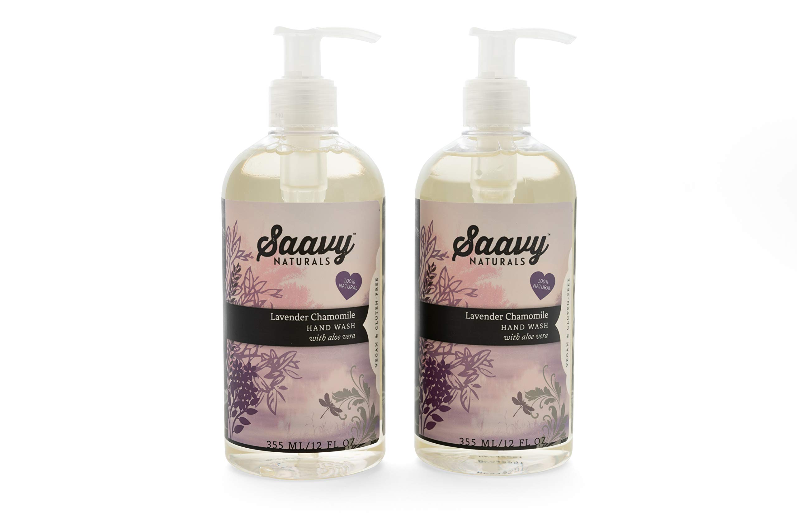 Saavy Naturals2 PACK Lavender Chamomile Organic Hand Wash 12 oz x 2 -Pump Bottle