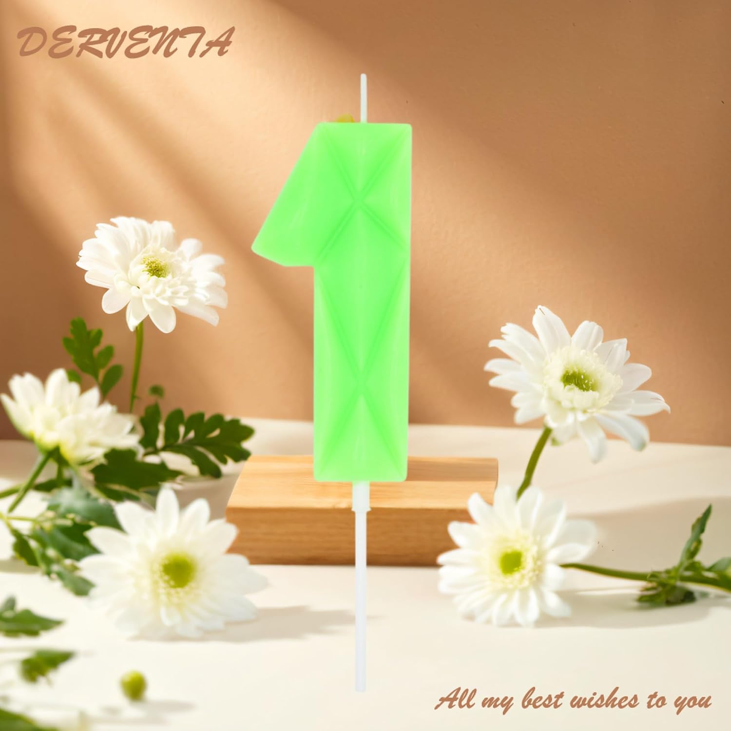 DERVENTA Luminous Green Bubble Birthday Candle Number 1 Anniversary Party image 2