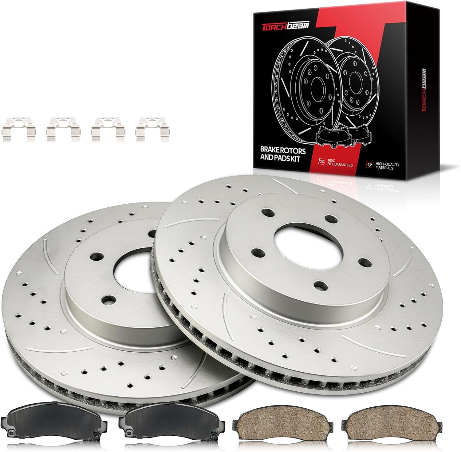 Torchbeam Front Brake Rotors and Ceramic Pads Kit