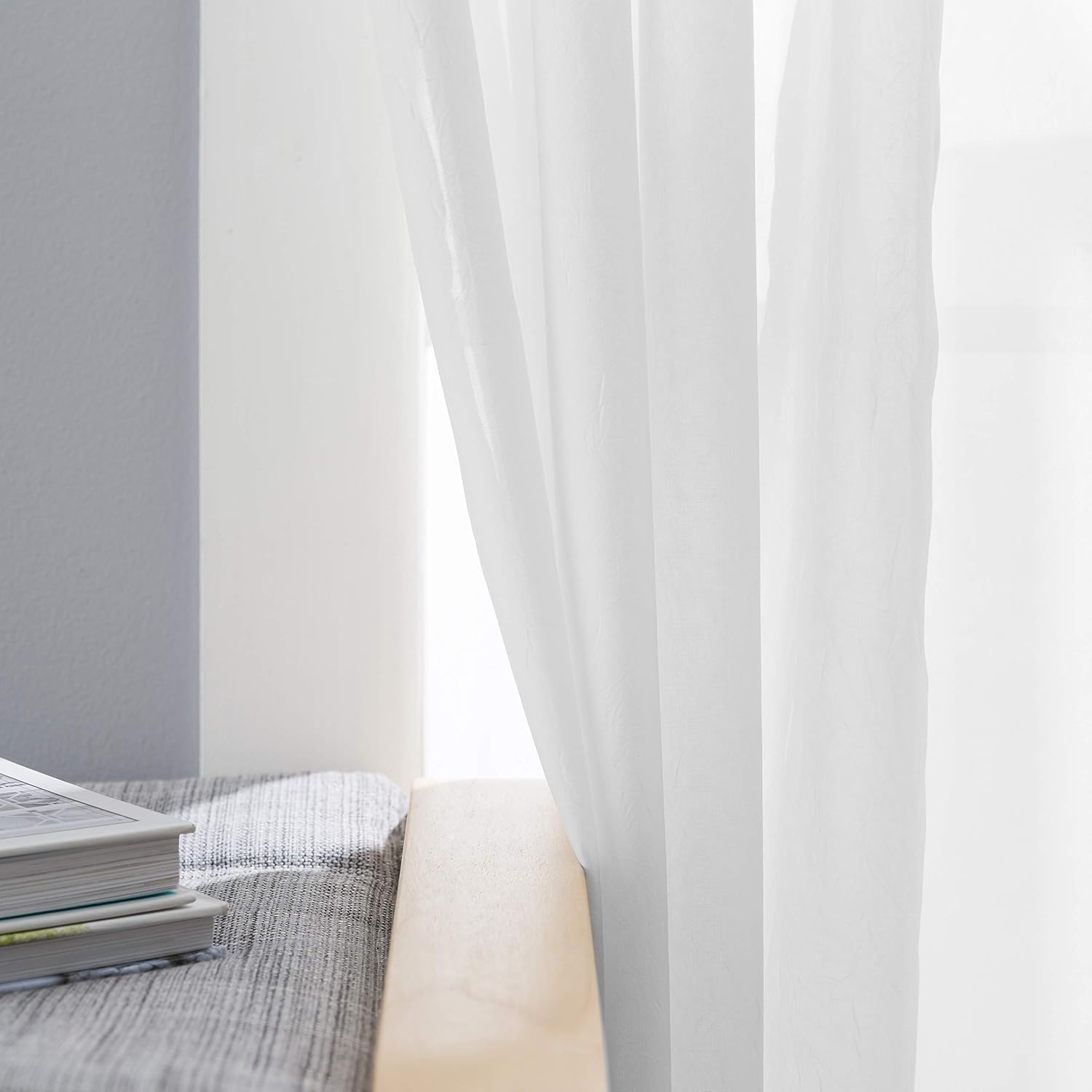 SmartSheer Thermoregulating Semi-Sheer Crushed Voile Curtains – Energy-Saving Privacy Panels with UV Light Deflection, Heat & Cold Insulation for Living Room, Bedroom, and Dining Room (White) image 5