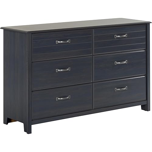 South Shore Ulysses 6-Drawer Double Dresser, Blueberry with Metal Handles