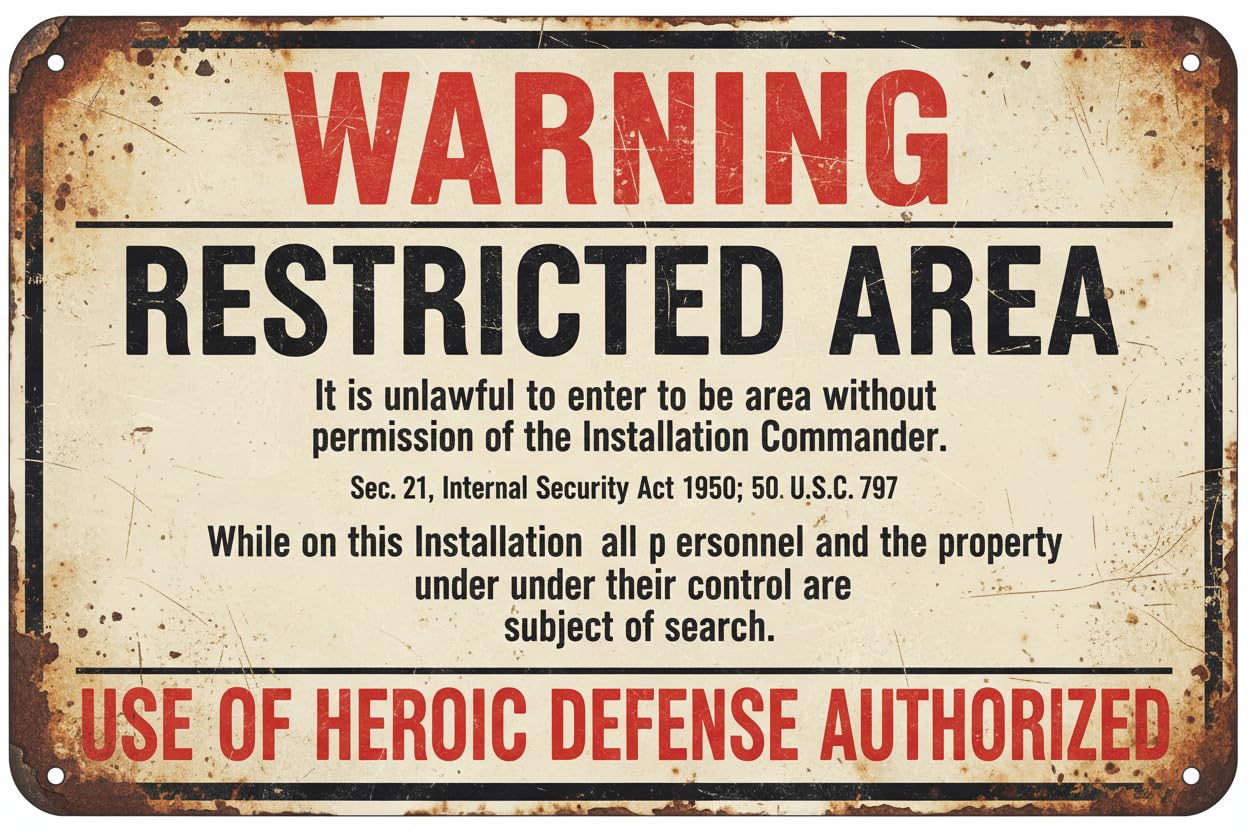 Vintage Metal Tin Sign Ranch Metal Signs Yard Decor Art Tin Sign 8X12 Retro Warning Restricted Military Area 51 Look Basement Custom Private Property Signs Outdoor