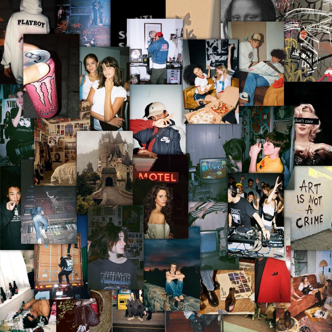 CodersParadise 54 PCS Grunge Vintage Wall Collage Kit – Trendy Y2K Posters, Retro Music Art and 4x6 Aesthetic Prints for Teen Girls, College Dorms, and Downtown Girl Rooms