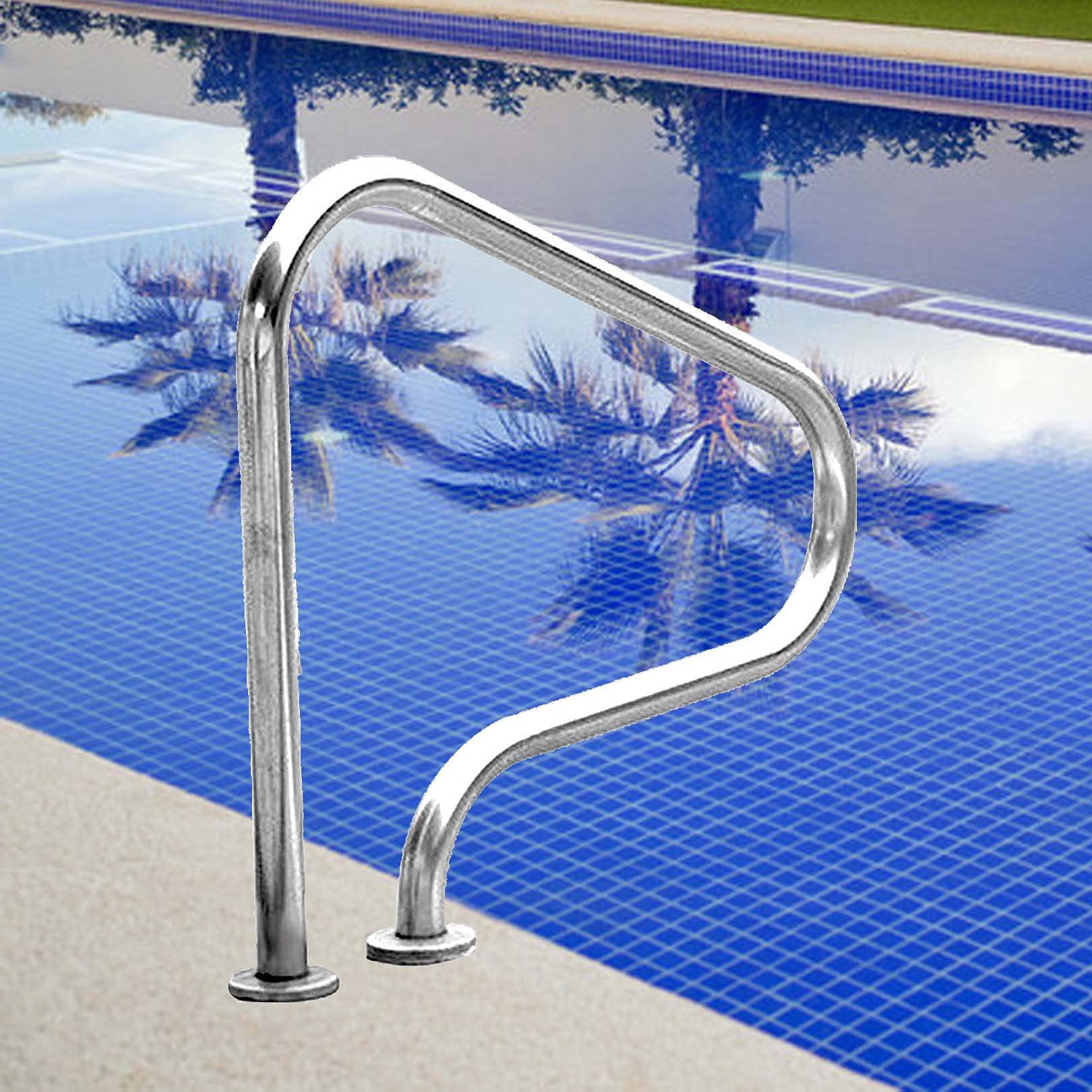 Buy IBOWZ Pool Rail Pool Railing Pool Handrail Silver Swimming Pool