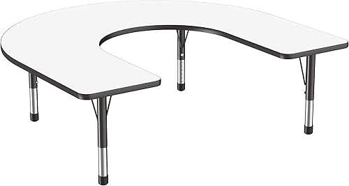 FDP - Mesa de actividades de herradura de borrado en seco para la escuela y el aula para niños 60 x 66 pulgadas patas para niños pequeños para