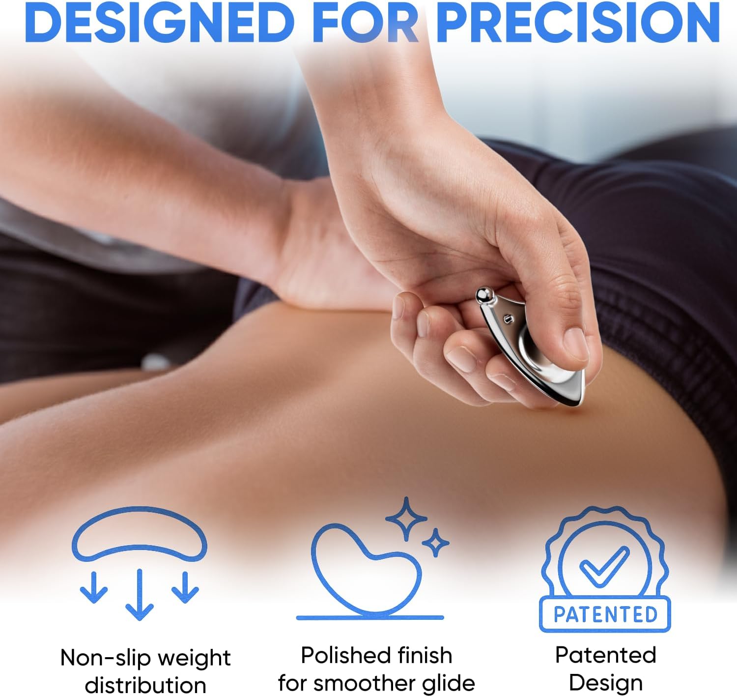 Myofascial Releaser Compact Muscle Scraper Tool – 304 Stainless Steel Portable IASTM & Gua Sha Scraping Instrument with Ergonomic Grip for Manual Bodywork and Massage Techniques