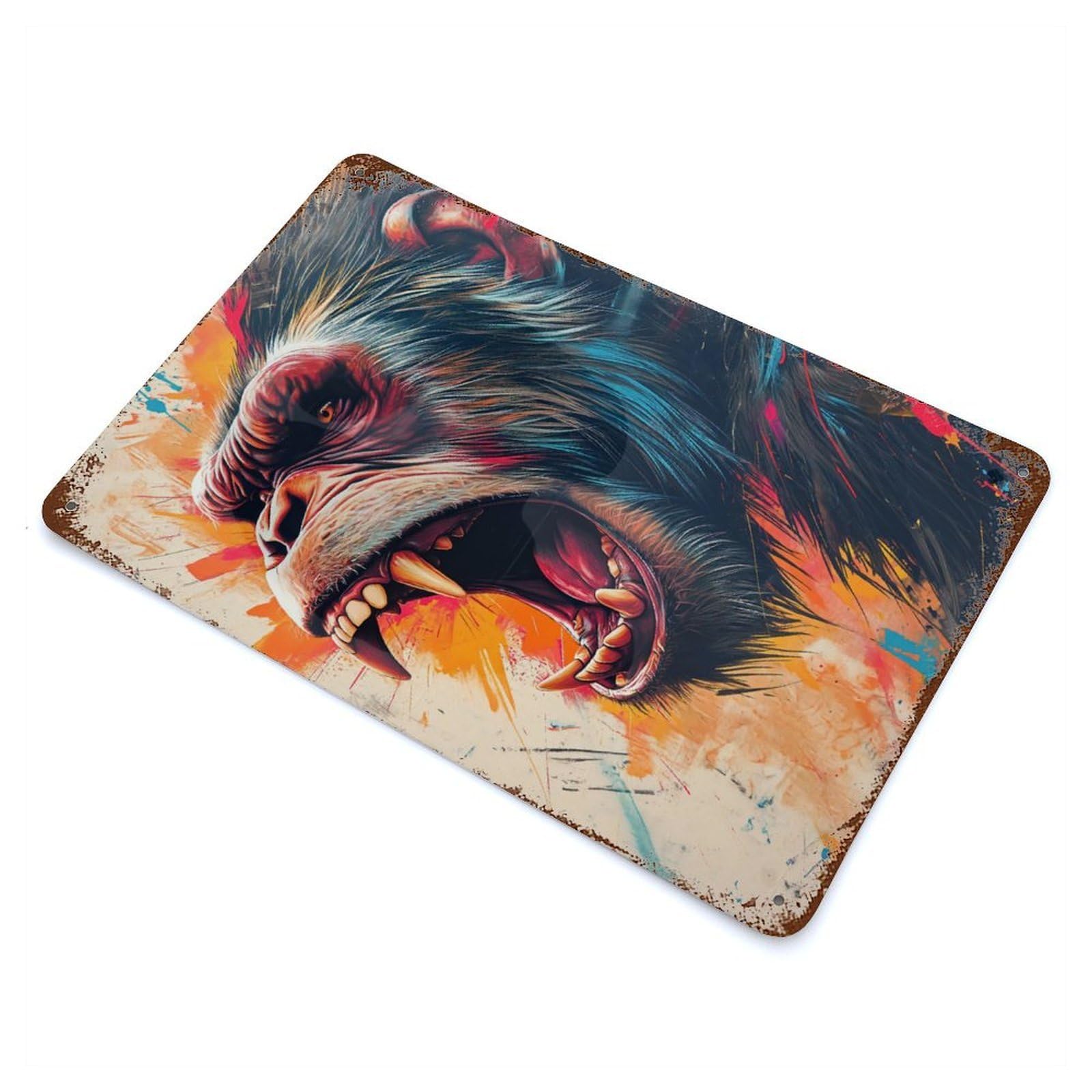 The Angry Gorilla Retro Metal Sign 11.8"x7.9", for Pub, Kitchen And Man Cave Decor, Industrial Home Decor