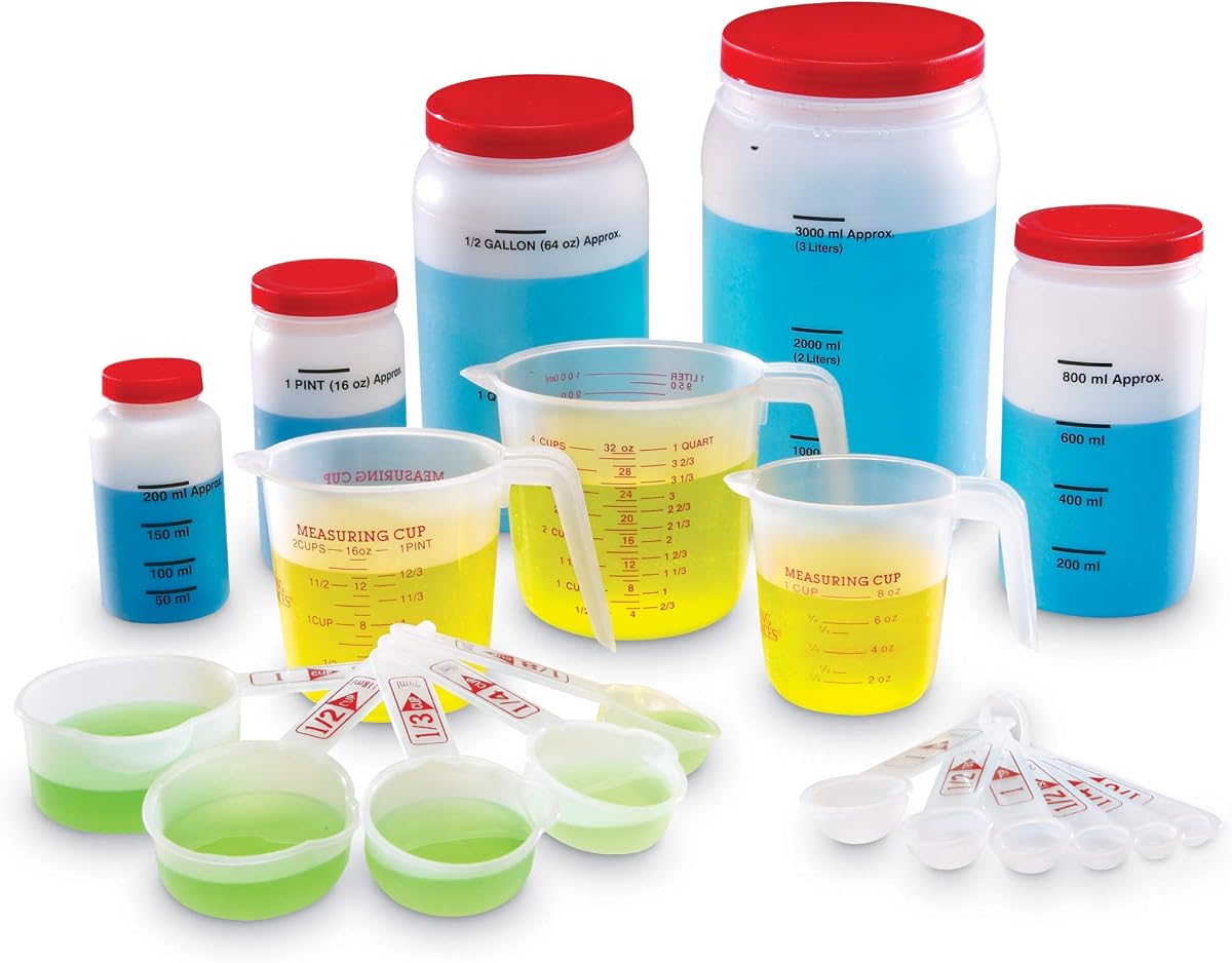 Learning Resources Juego de medición de líquidos para el aula, 19 piezas, edades 5+ exploración científica para niños, experimentos para niños, suministros científicos para el aula