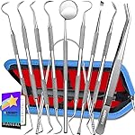 G.CATACC 10 Pack Dental Tools, Professional Plaque Remover for Teeth Cleaning Tools Set, Stainless Steel Hygiene Kit with Dental Pick Tooth Scraper Plaque Tartar Remover Tongue Cleaner - with Case