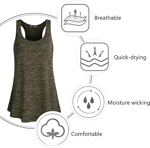 Miniatura 4 de Cestyle - Camiseta sin mangas para mujer, cuello redondo, corte holgado, para entrenamiento
