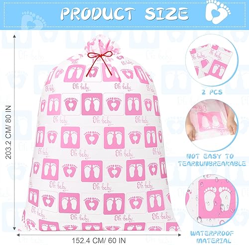 Miniatura 2 de Yingzhao 2 bolsas de regalo de bicicleta jumbo de 80 x 60 pulgadas, bolsas de plástico extra grandes para bebé, regalo de cumpleaños, fiesta de