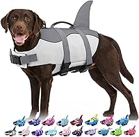 Bess Bridal Shark Dog Life Jacket - High Buoyancy Vest for Small Medium Large Dogs Swimming Boating Rescue Handle Grey M