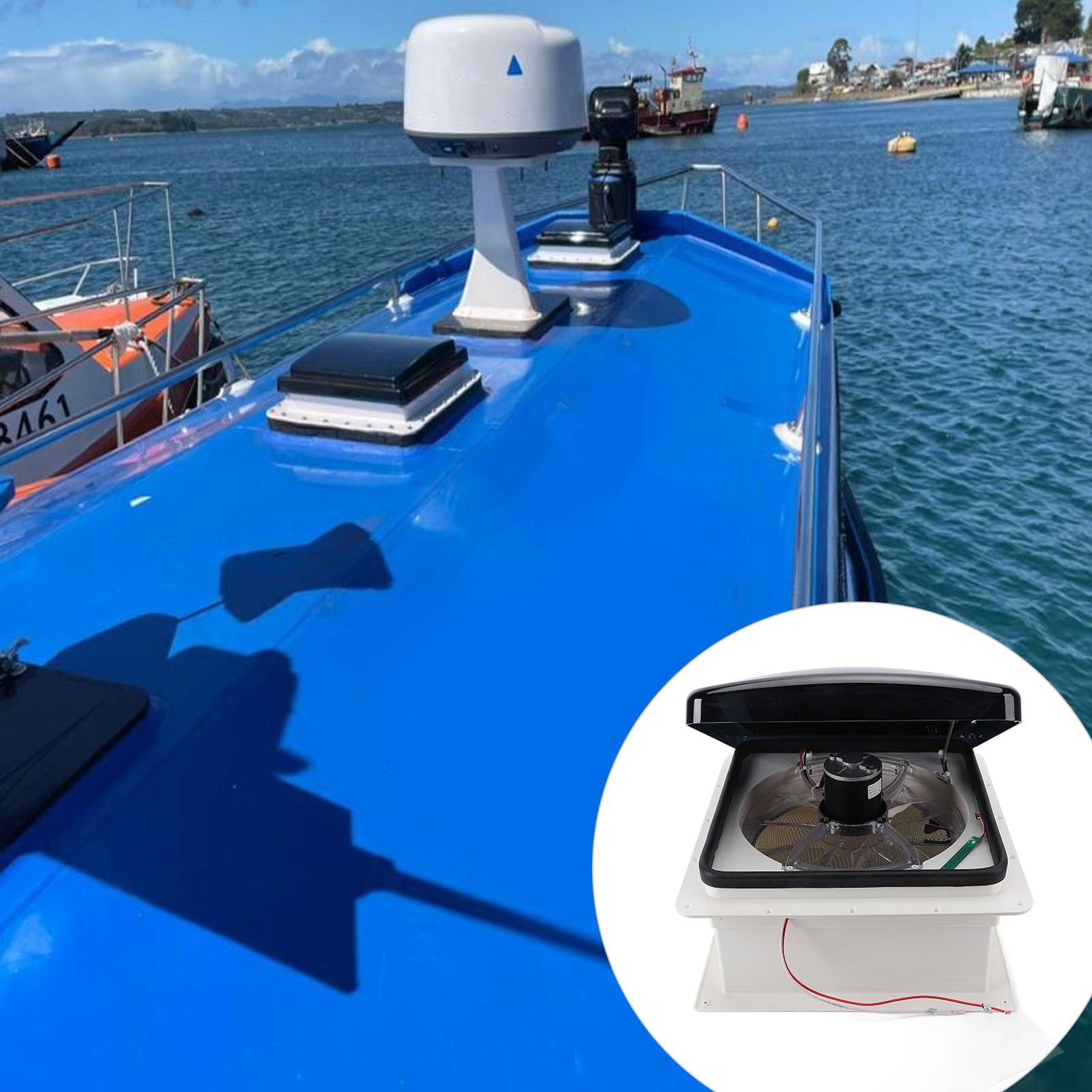 Cocoarm Wentylator Dachowy do Kampera, 12 V Sufitowy Wentylator z Pilotem Zdalnego Sterowania z Podwójnym Trybem Nawiewu i Wywiewu Oraz nierdzewną siatką, do Kampera, Samochodu