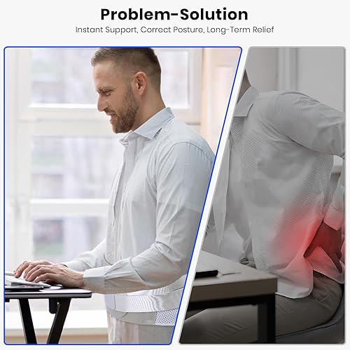 Miniatura 5 de Soporte de espalda para dolor de espalda baja, mujeres y hombres, corrector de postura de espalda baja con 3 almohadillas lumbares, cinturón de