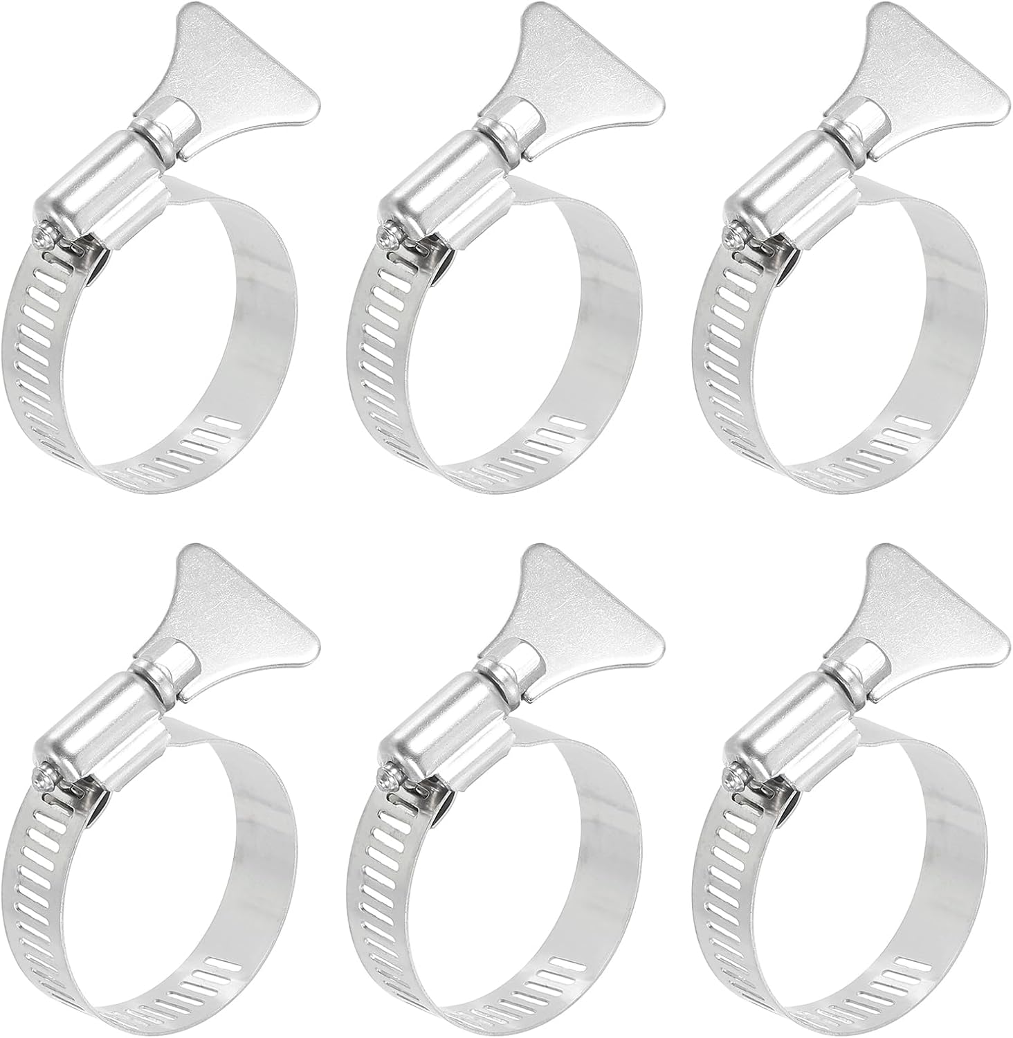 uxcell 6Pcs Stainless Steel Hose Clamps Worm Gear Hose Clamp, 14-27mm (1/2"to 1") Adjustable Thumb Screw Key Type Clamps Fuel Line Clamps 12mm Bandwidth for Plumbing, Automotive
