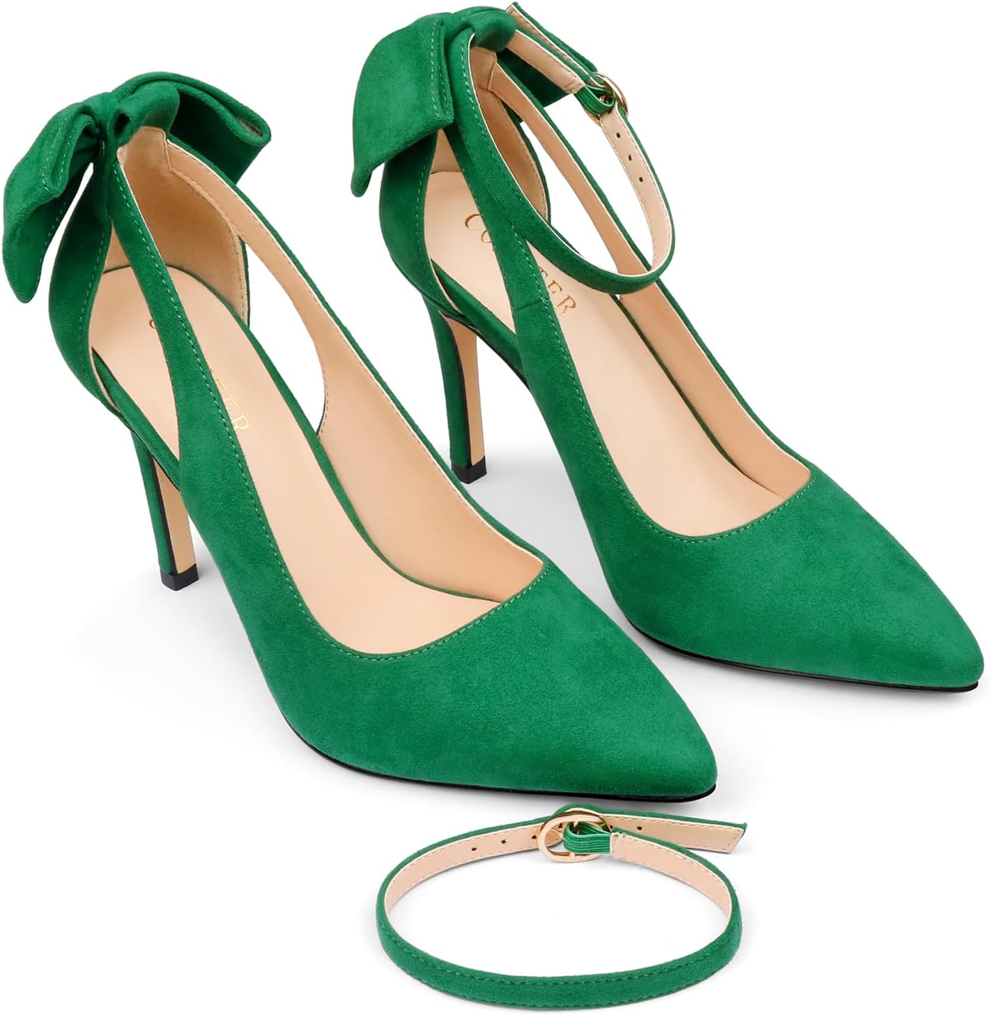 COLETER Womens Bow Knot High Heels Pointed Toe Stiletto Ankle Strap D'Orsay Pumps Bow Evening Dress Shoes - Image 6