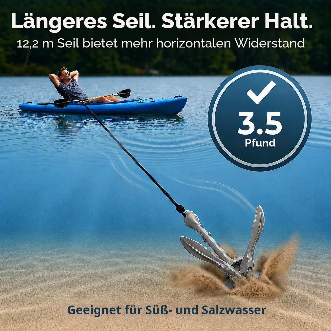 Best Marine and Outdoors Kajak-Anker, 1,6 kg schweres Ankersystem-Set für Kajaks, Kanus, SUP Paddle Boards & Jetski, Angeln, Bootfahren & Kajakzubehör