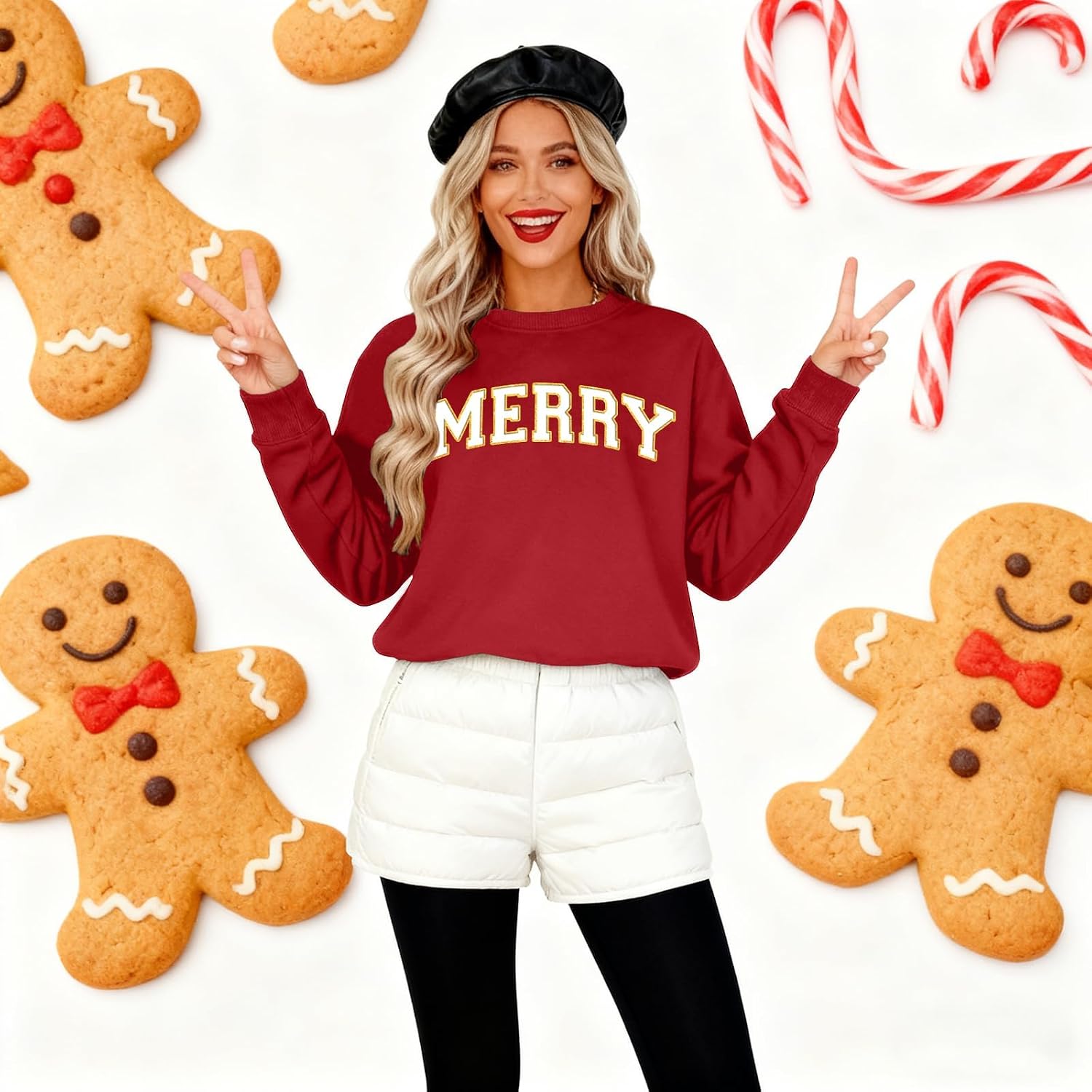 PECHAR Christmas Sweatshirt for Women: Merry Shirt Christmas Crewneck Sweatshirt Xmas Long Sleeve Pullover Tops