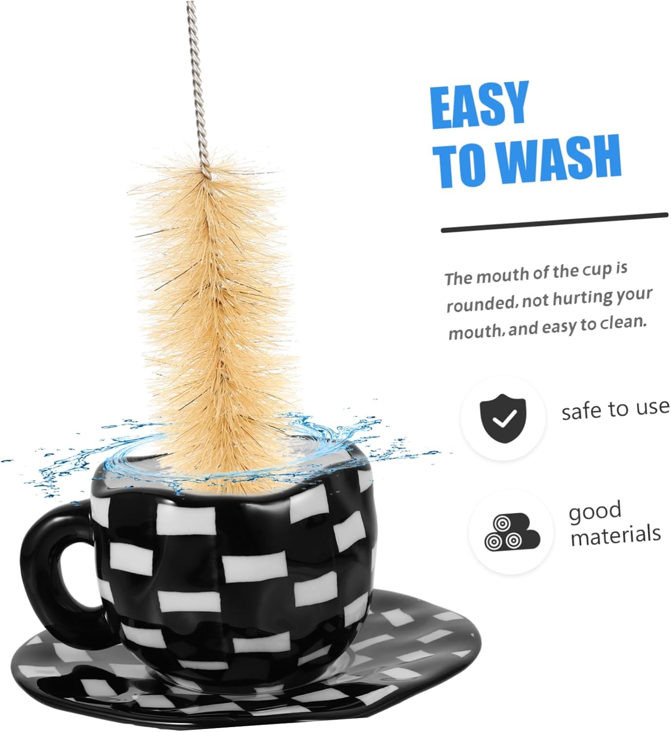 Mikinona Coffee Mug Black and White Tea Cup Saucer Mugs Office Water Cup Ceramic