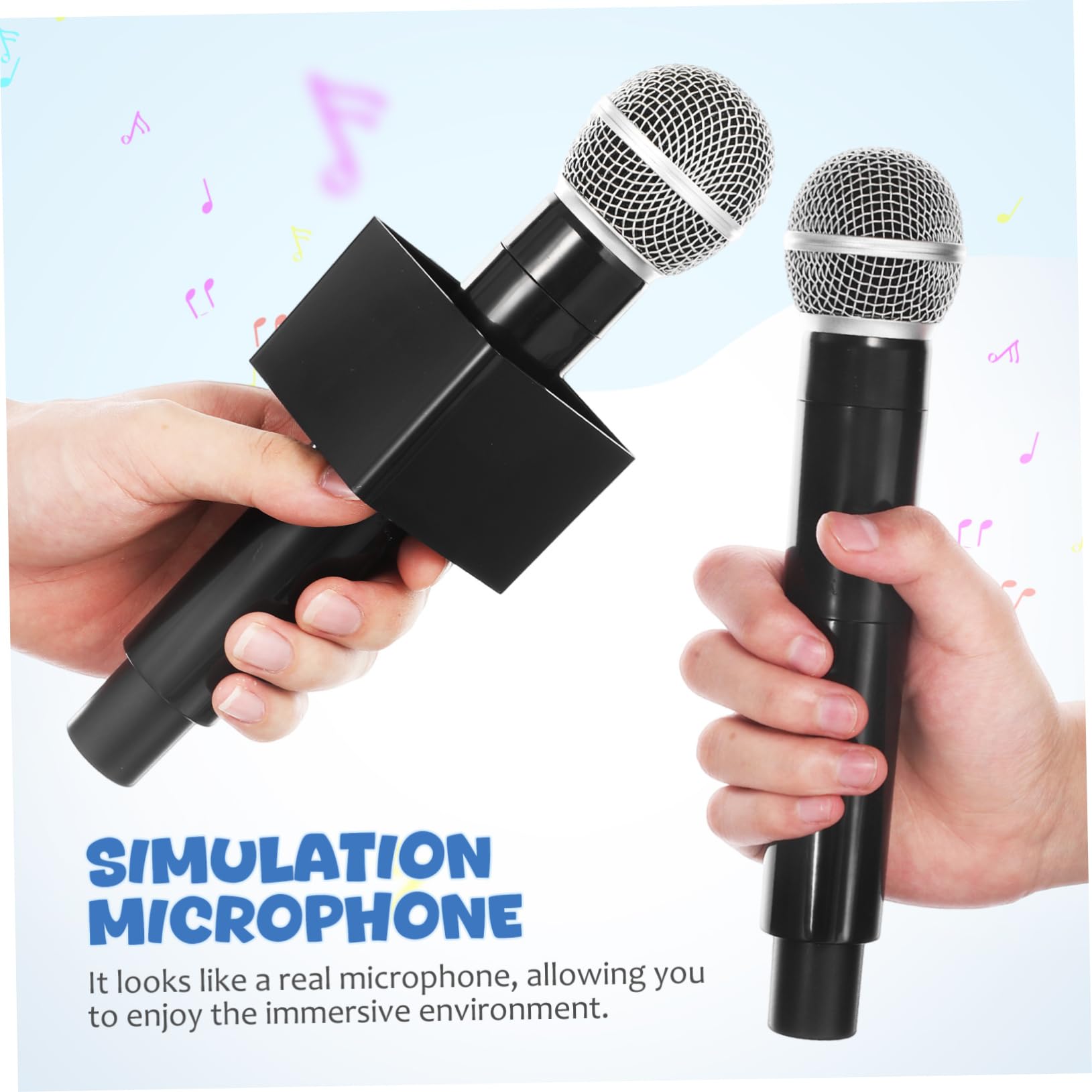 BESPORTBLE 4 Microfono Simulazione Leggero con Base Quadrata Microfono per Feste Spettacoli e Karaoke Palco