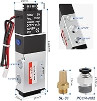 Vista 2 de AIRZOE 1/4 "NPT DC12V 2 posiciones 5 vías válvula solenoide, válvula solenoide eléctrica de bobina única operada por piloto (cable de salida)