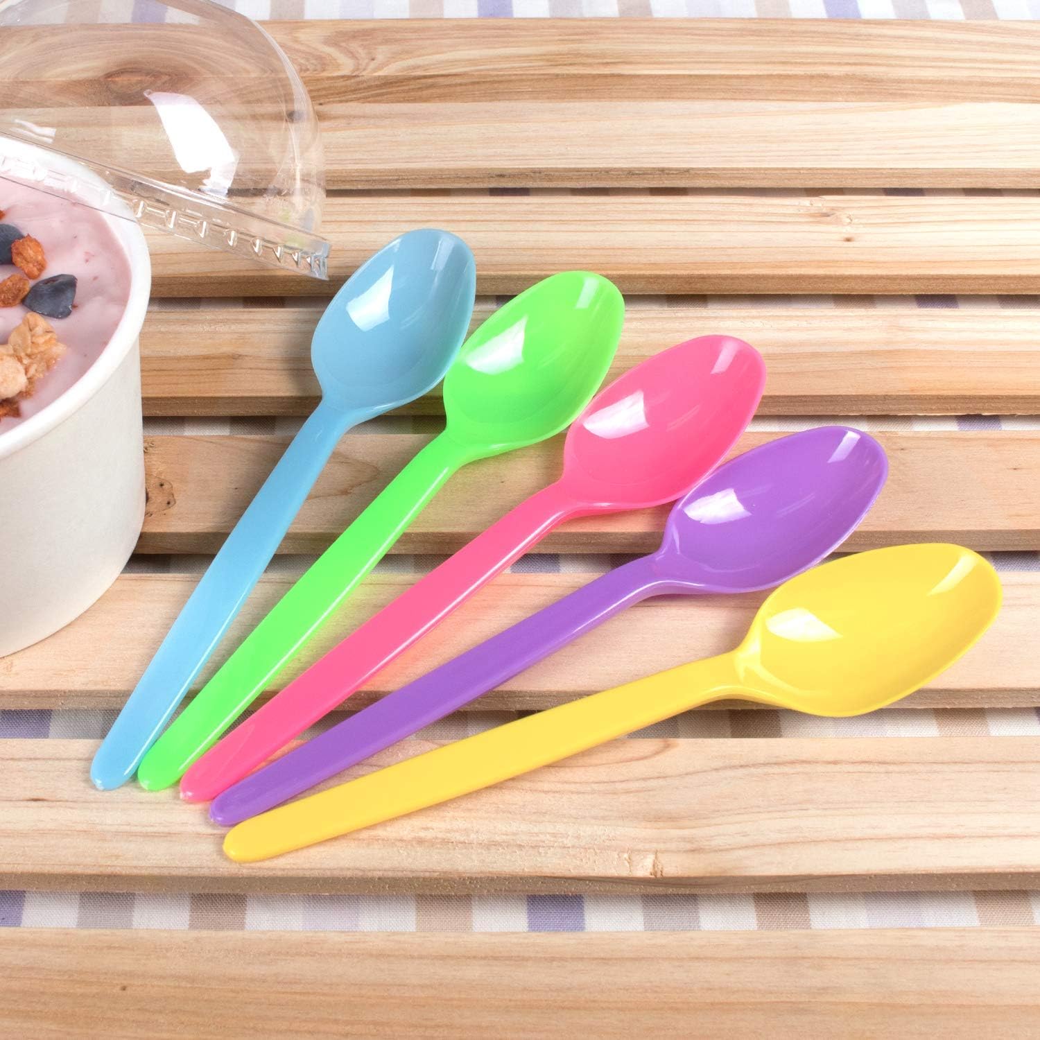 Karat U2100 (Rainbow) 5.9" PS Heavy-Weight Disposable Teaspoon, Rainbow (Pack of 1000)