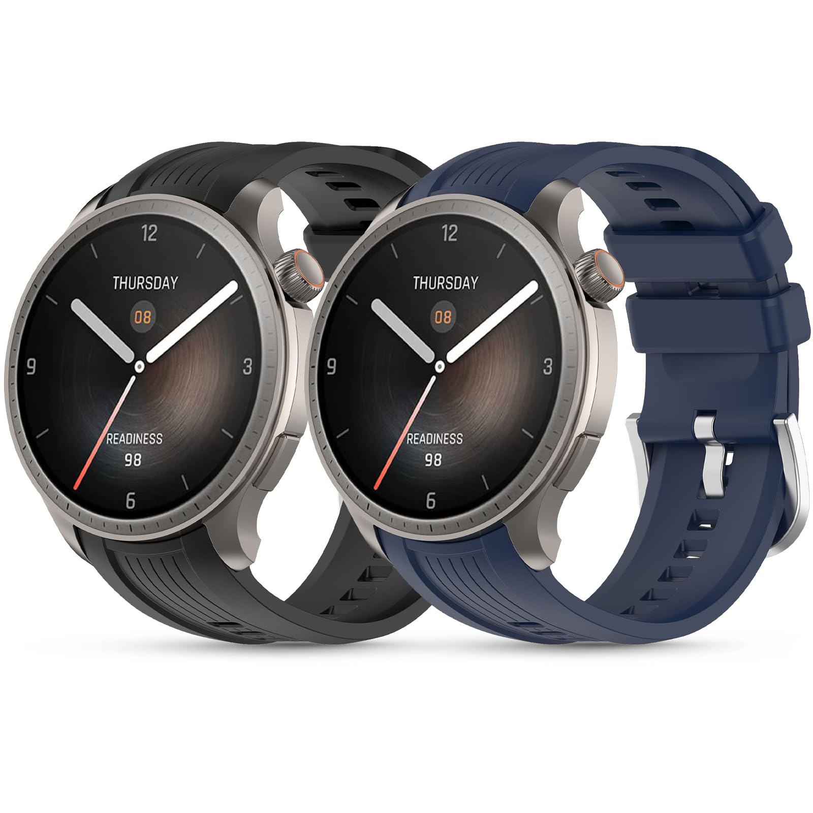SenMore 2 Pieces Silicone Strap for Amazfit Active Max/Balance/Balance 2/Bip 5/Bip 6, Adjustable Waterproof Sports Replacement Bracelet Strap for Amazfit Balance (A2286).