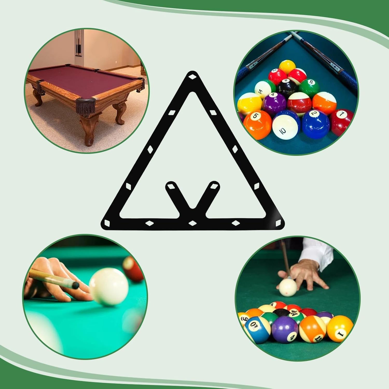 6Pcs Magic Rack, Triangle Magic Rack Pool Space Saving Pool Ball Rack Durable Billiard Rack Holder Lightweight Billiards Accessories for Pool Cue Accessory